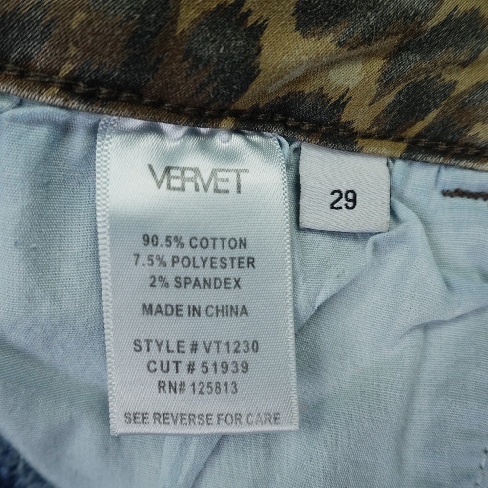Vervet Jeans Womens 29 Blue Distressed Flare Denim Leopard Trim Gusset - Picture 7 of 13